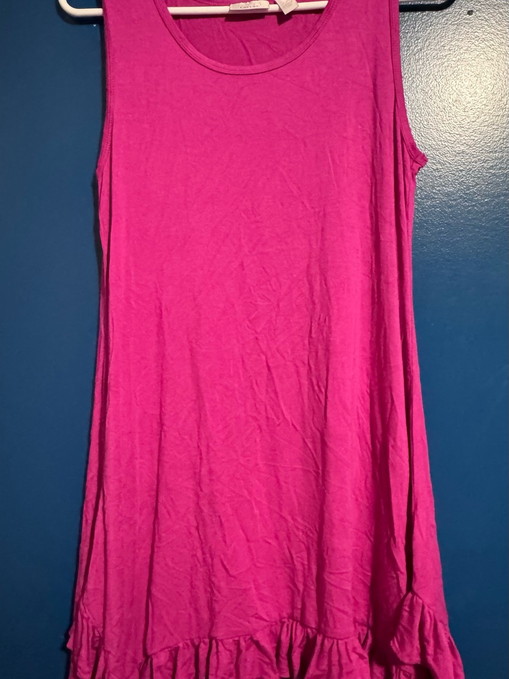 Sleeveless Ruffle-Hem Tank in Vibrant Fuchsia